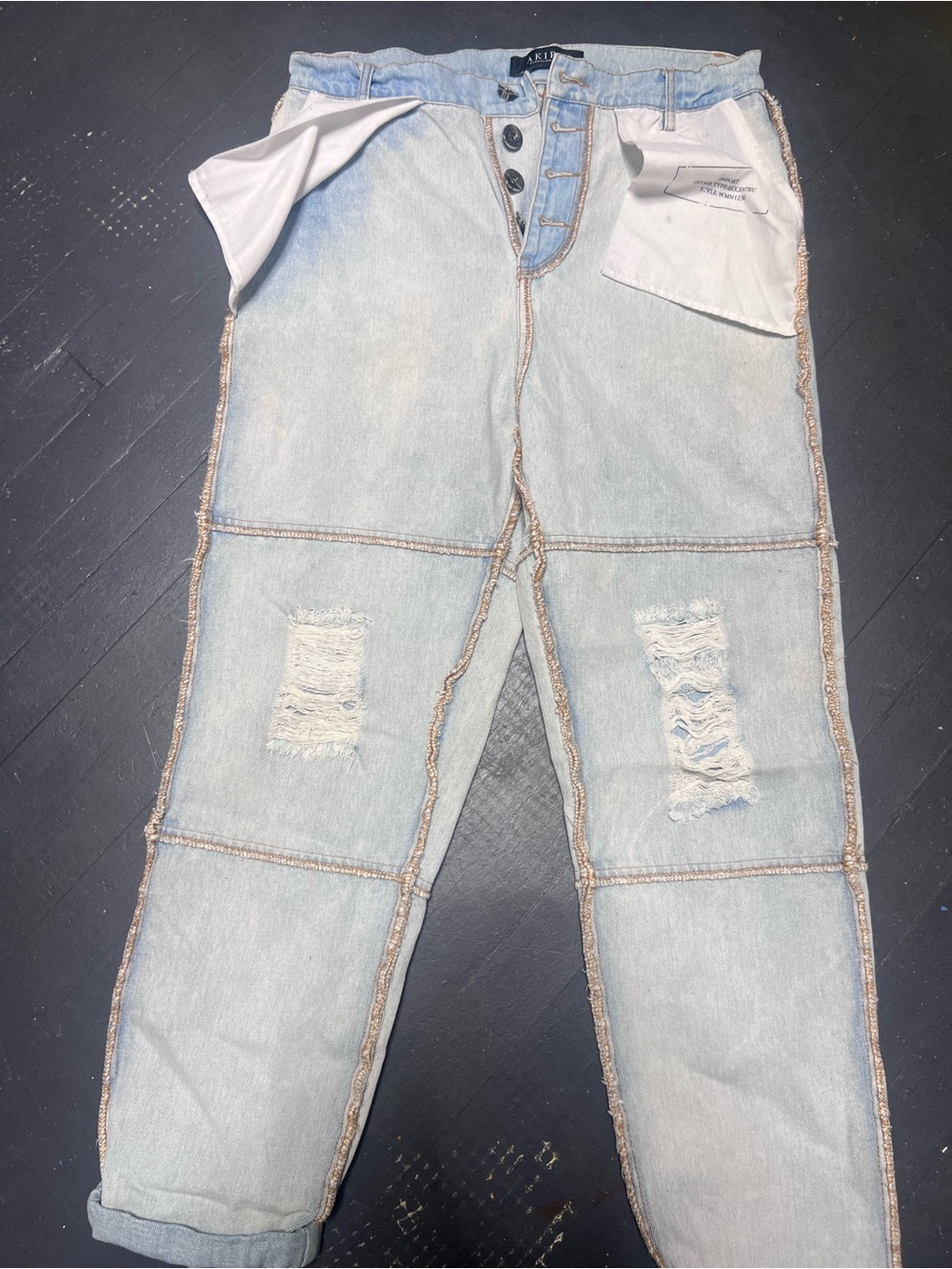 AKIRA Light Blue Distressed Relaxed Jeans